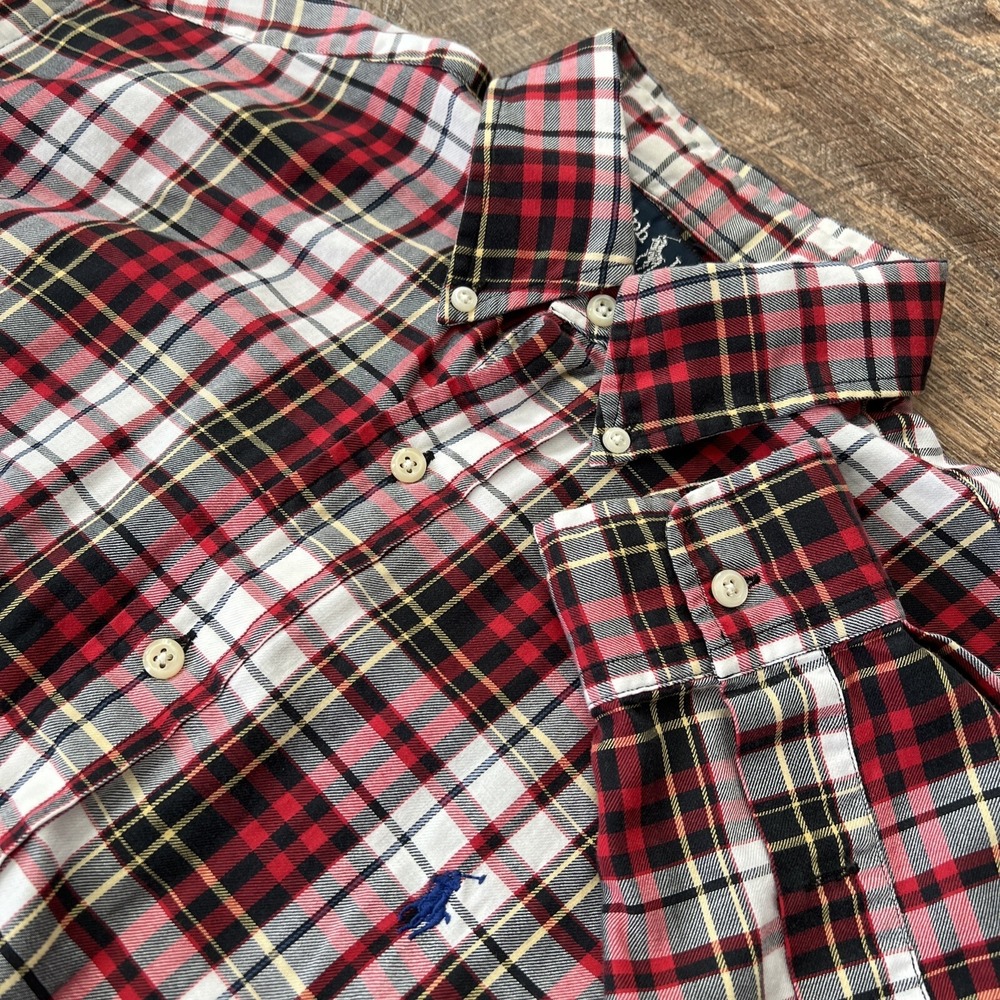 Ralph Lauren Men's Blaire Long‎ Sleeve Button Down Shirt Medium Black Red Plaid